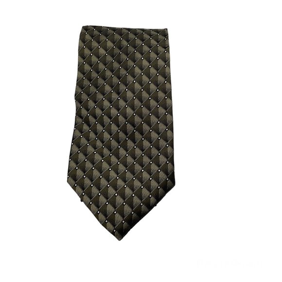Croft & Barrow Men's Geometric Pattern 100% Imported Silk Neck Tie Brown Multi - Picture 1 of 6